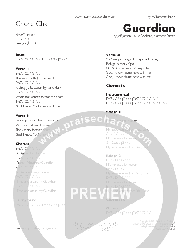 Guardian Chords PDF (Willamette Music) PraiseCharts