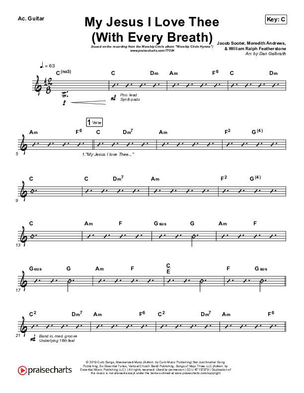 My Jesus I Love Thee (With Every Breath) Acoustic Guitar (Worship Circle)
