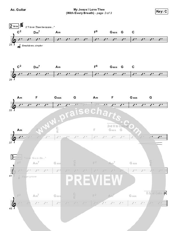 My Jesus I Love Thee (With Every Breath) Acoustic Guitar (Worship Circle)