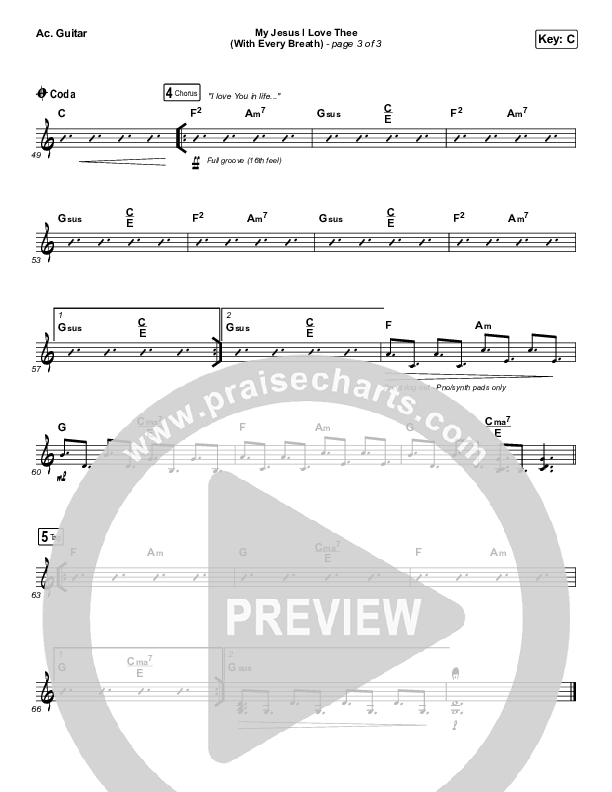 My Jesus I Love Thee (With Every Breath) Acoustic Guitar (Worship Circle)