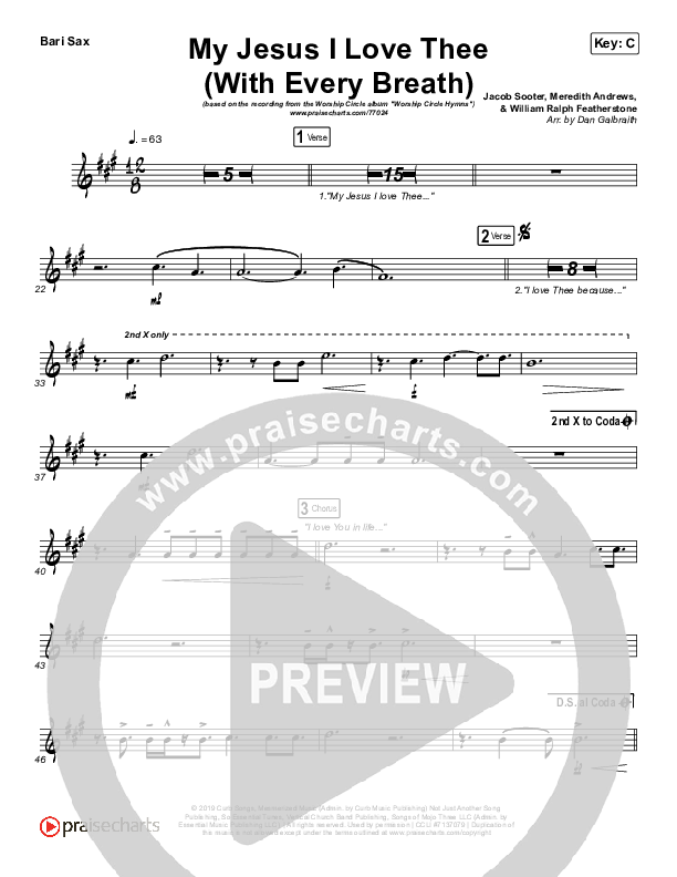 My Jesus I Love Thee (With Every Breath) Bari Sax (Worship Circle)