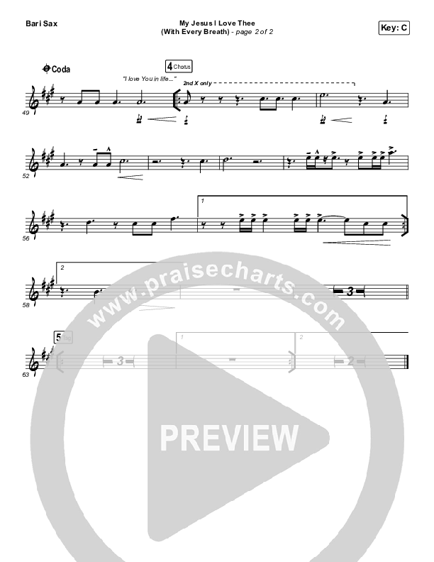 My Jesus I Love Thee (With Every Breath) Bari Sax (Worship Circle)