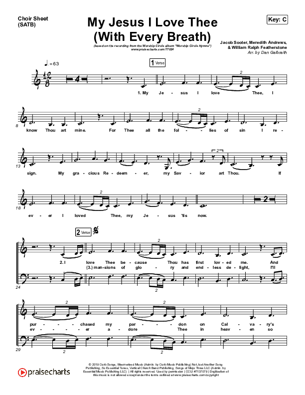 My Jesus I Love Thee (With Every Breath) Choir Vocals (SATB) (Worship Circle)