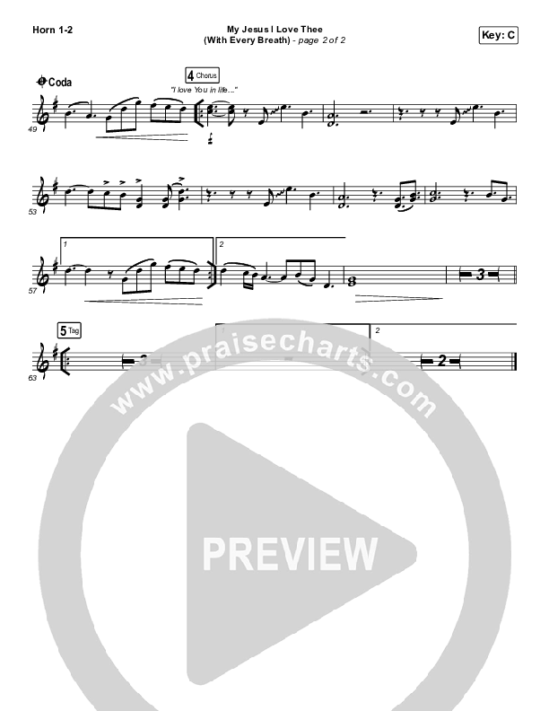 My Jesus I Love Thee (With Every Breath) French Horn 1/2 (Worship Circle)