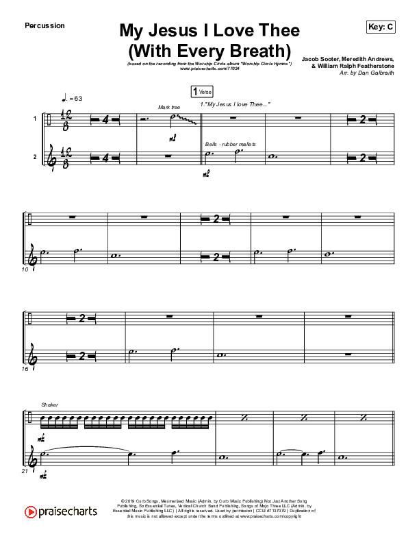 My Jesus I Love Thee (With Every Breath) Percussion (Worship Circle)
