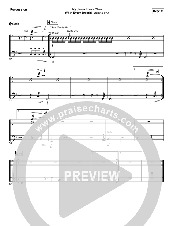 My Jesus I Love Thee (With Every Breath) Percussion (Worship Circle)