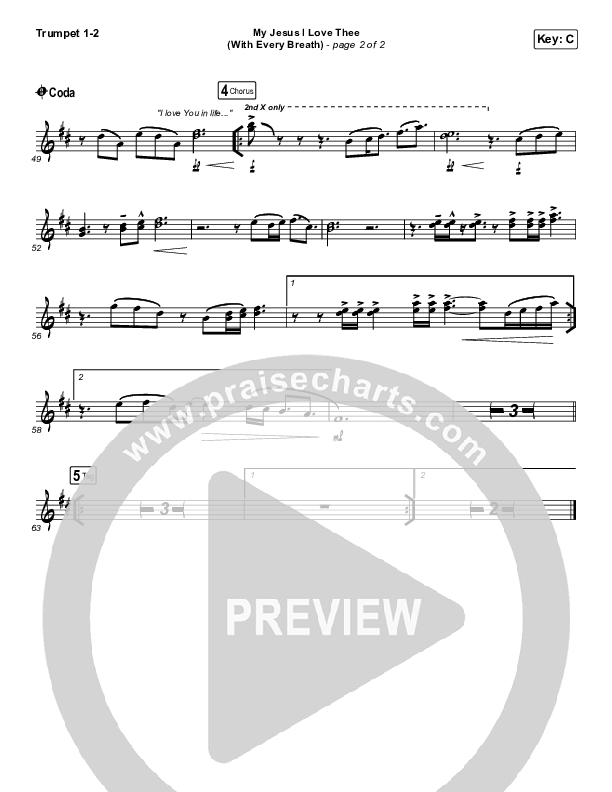 My Jesus I Love Thee (With Every Breath) Trumpet 1,2 (Worship Circle)