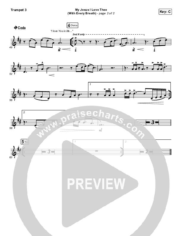 My Jesus I Love Thee (With Every Breath) Trumpet 3 (Worship Circle)