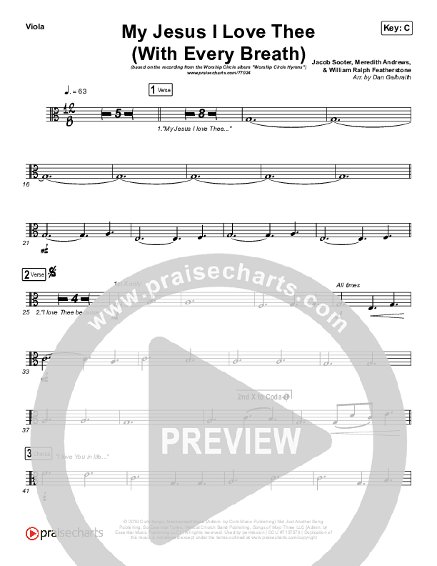 My Jesus I Love Thee (With Every Breath) Viola (Worship Circle)