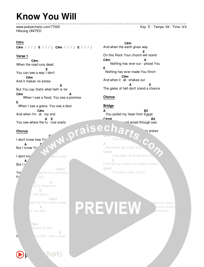Know You Will Chords & Lyrics (Hillsong UNITED)
