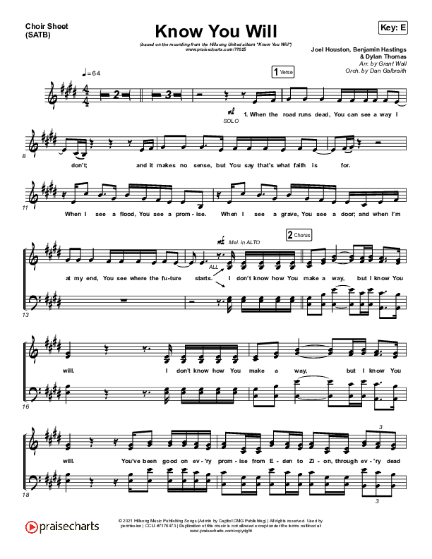 Know You Will Choir Vocals (SATB) (Hillsong UNITED)