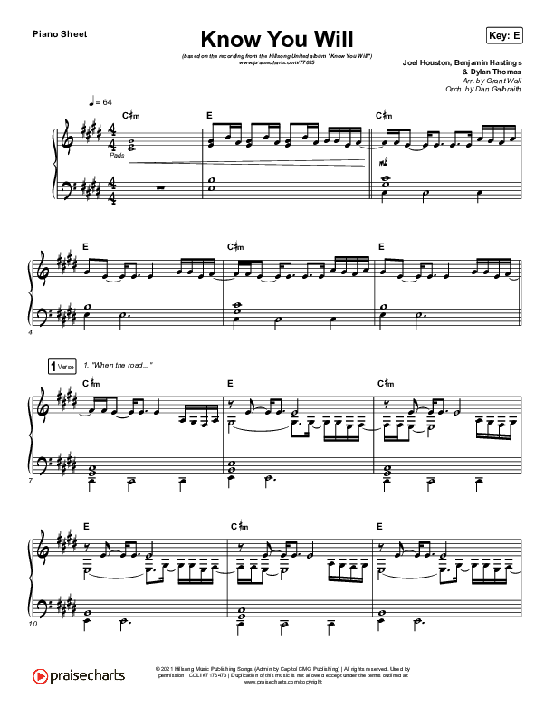 Know You Will Piano Sheet (Hillsong UNITED)