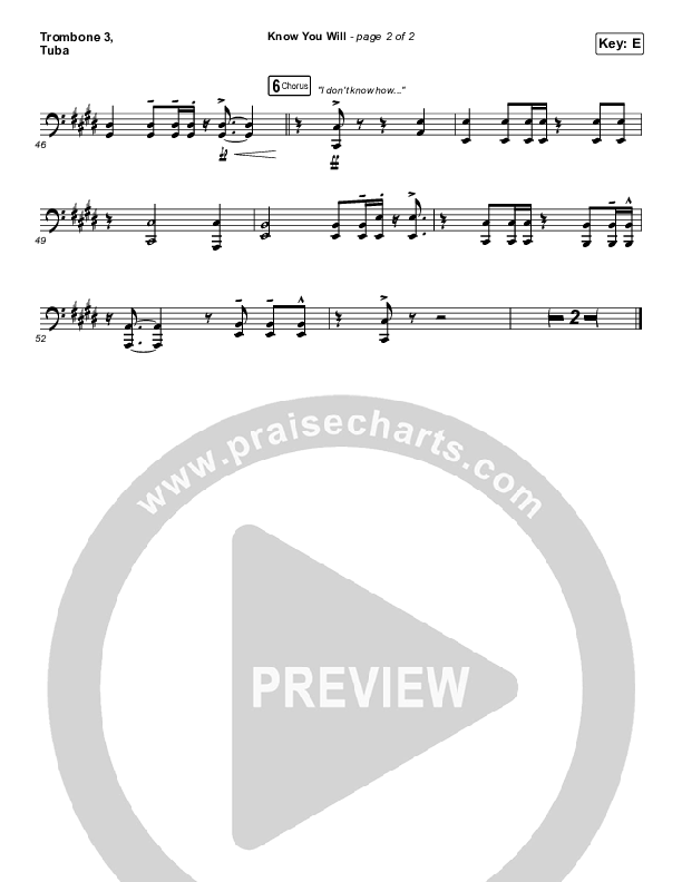Know You Will Trombone 3/Tuba (Hillsong UNITED)