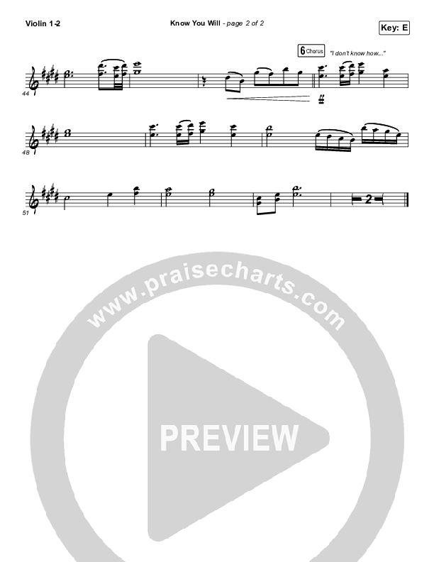 Know You Will Violin 1/2 (Hillsong UNITED)