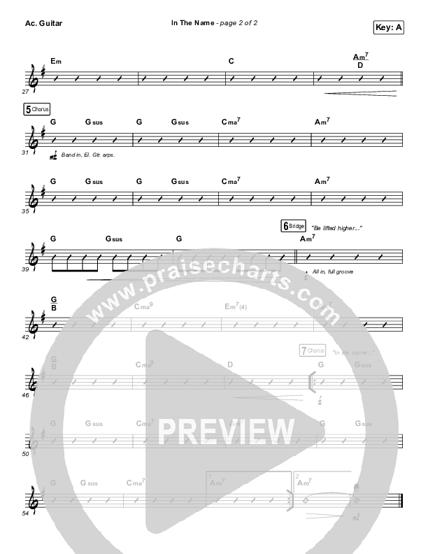 In The Name Acoustic Guitar (Lakewood Music / Kim Walker-Smith)