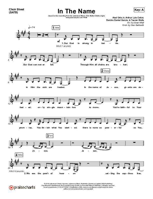 In The Name Choir Vocals (SATB) (Lakewood Music / Kim Walker-Smith)