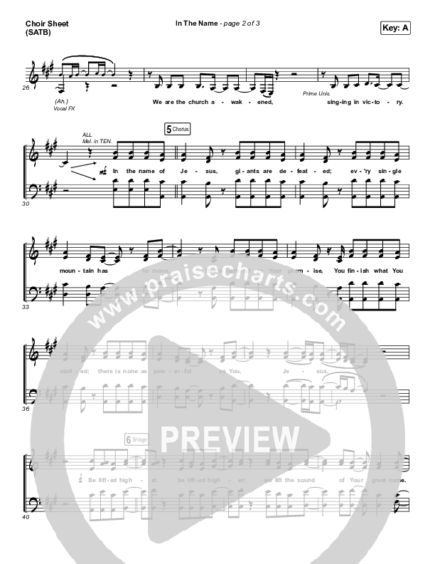 In The Name Choir Sheet (SATB) (Lakewood Music / Kim Walker-Smith)