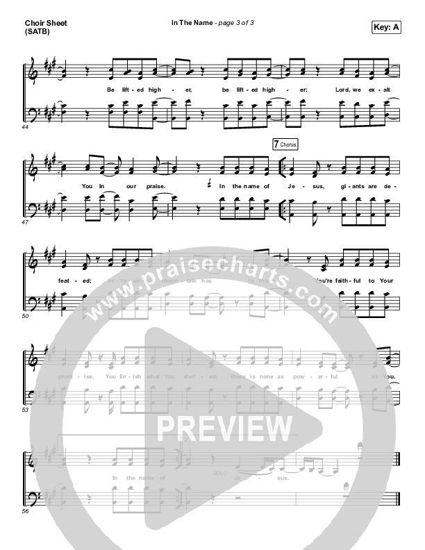 In The Name Choir Sheet (SATB) (Lakewood Music / Kim Walker-Smith)