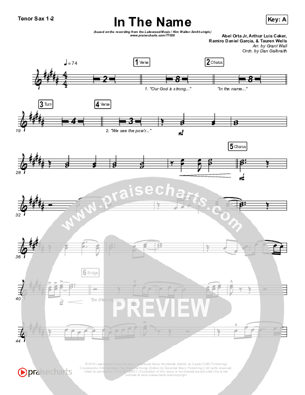 In The Name Tenor Sax 1/2 (Lakewood Music / Kim Walker-Smith)