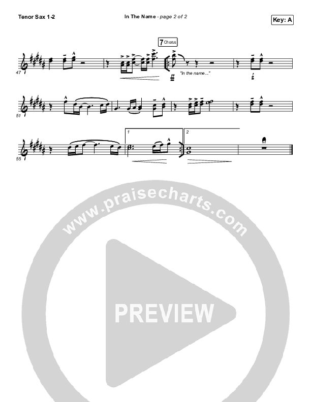 In The Name Tenor Sax 1/2 (Lakewood Music / Kim Walker-Smith)