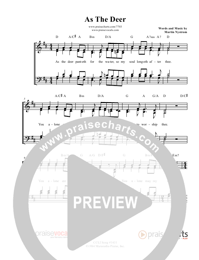 As The Deer Sheet Music (PraiseVocals) - PraiseCharts