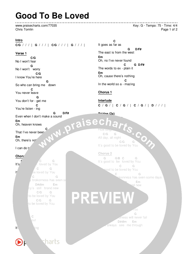 Good To Be Loved Chords & Lyrics (Chris Tomlin)