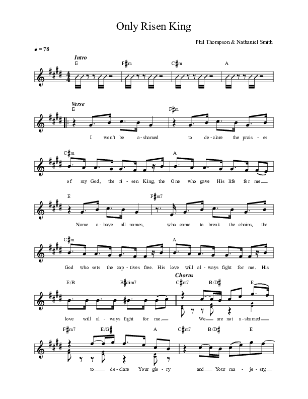 The Only Risen King Lead Sheet (Phil Thompson)