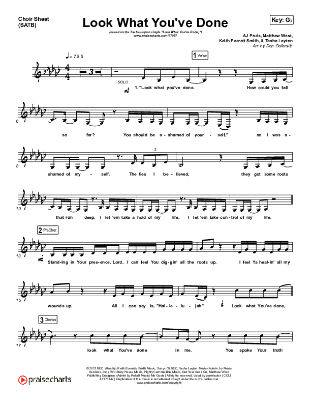 Look What You've Done Choir Sheet (SATB) (Print Only) (Tasha Layton)