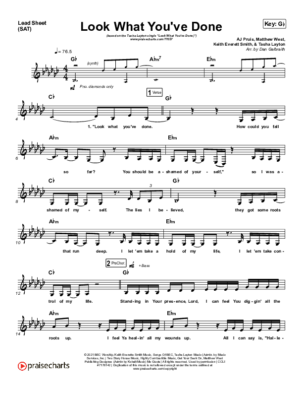Look What You've Done Lead Sheet (Print Only) (Tasha Layton)