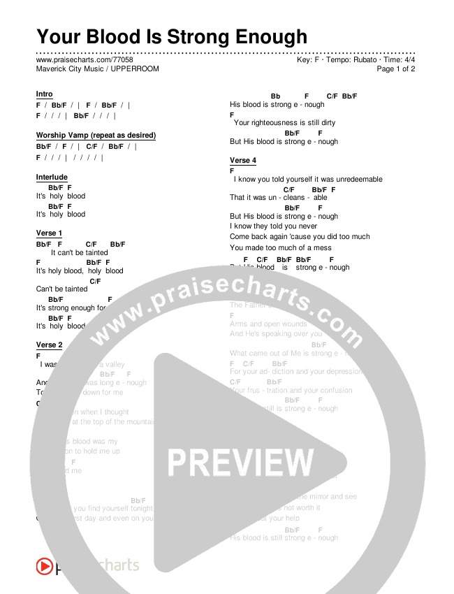 Your Blood Is Strong Enough Chords & Lyrics (Maverick City Music / UPPERROOM)