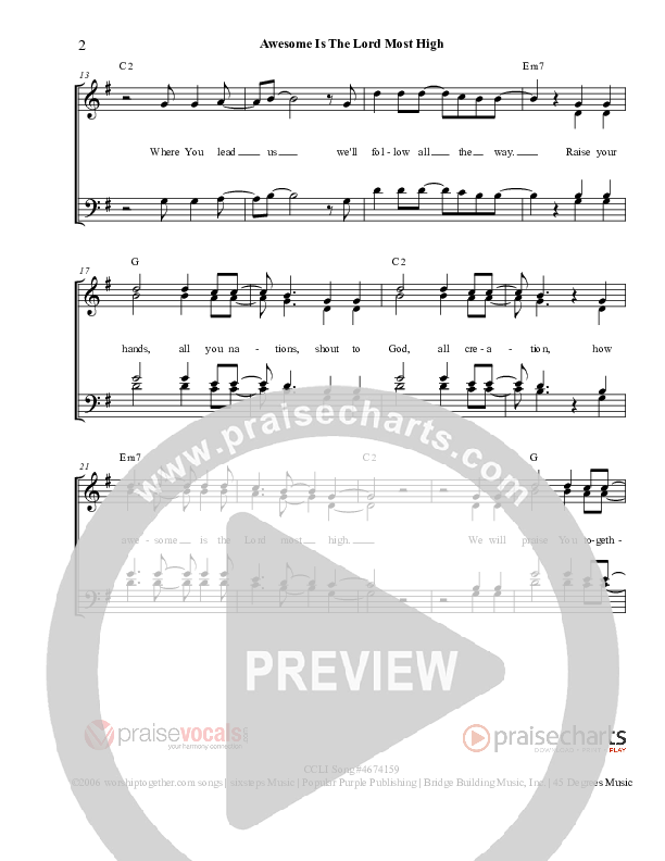 Awesome Is The Lord Most High Lead Sheet (PraiseVocals)