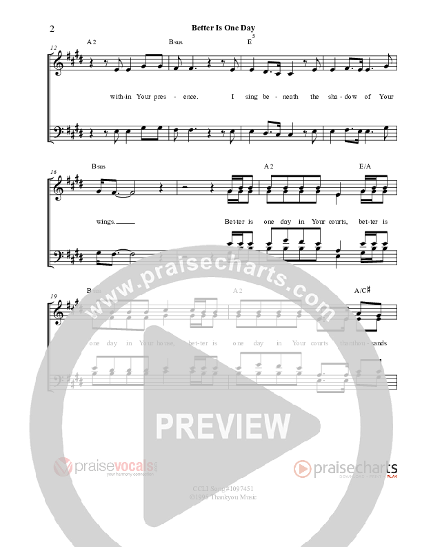 Better Is One Day Lead Sheet (PraiseVocals)