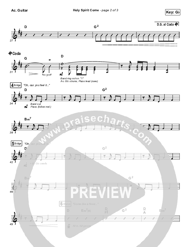 Holy Spirit Come Acoustic Guitar (Patrick Mayberry)