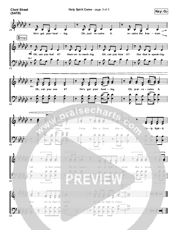 Holy Spirit Come Vocal Sheet (SATB) (Patrick Mayberry)