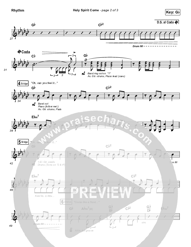 Holy Spirit Come Rhythm Chart (Patrick Mayberry)