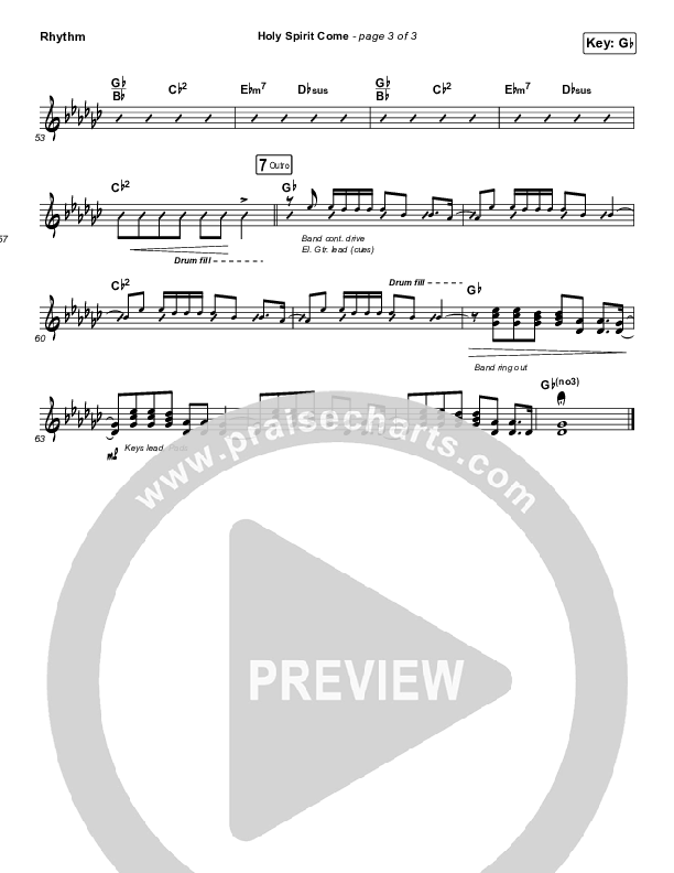 Holy Spirit Come Rhythm Chart (Patrick Mayberry)
