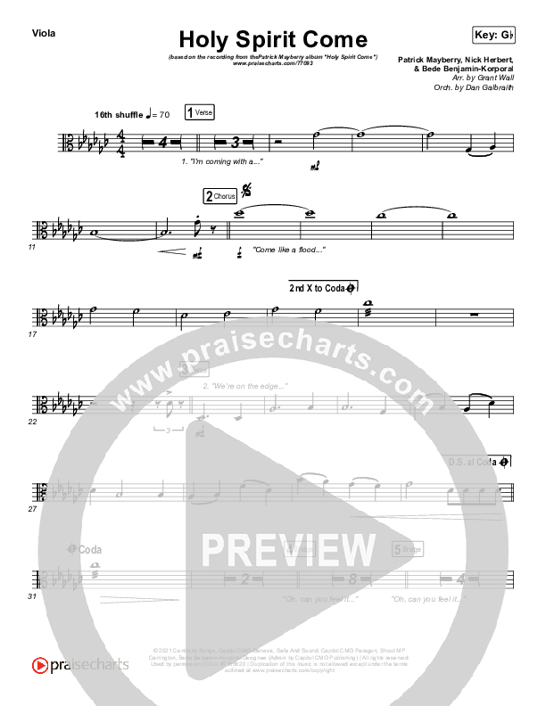 Holy Spirit Come Viola (Patrick Mayberry)