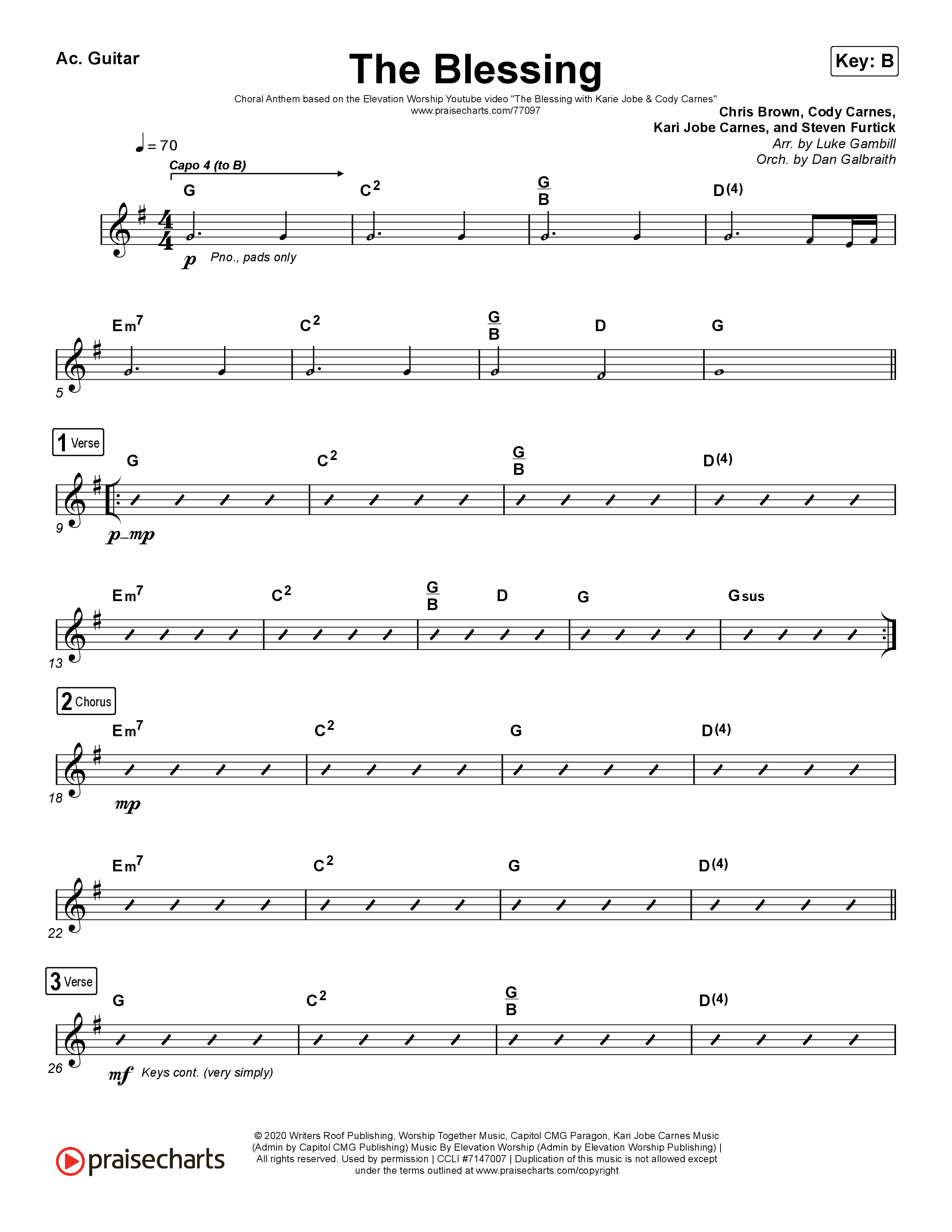 The Blessing (Choral Anthem SATB) Acoustic Guitar (Cody Carnes / Kari Jobe / Elevation Worship / Arr. Luke Gambill)