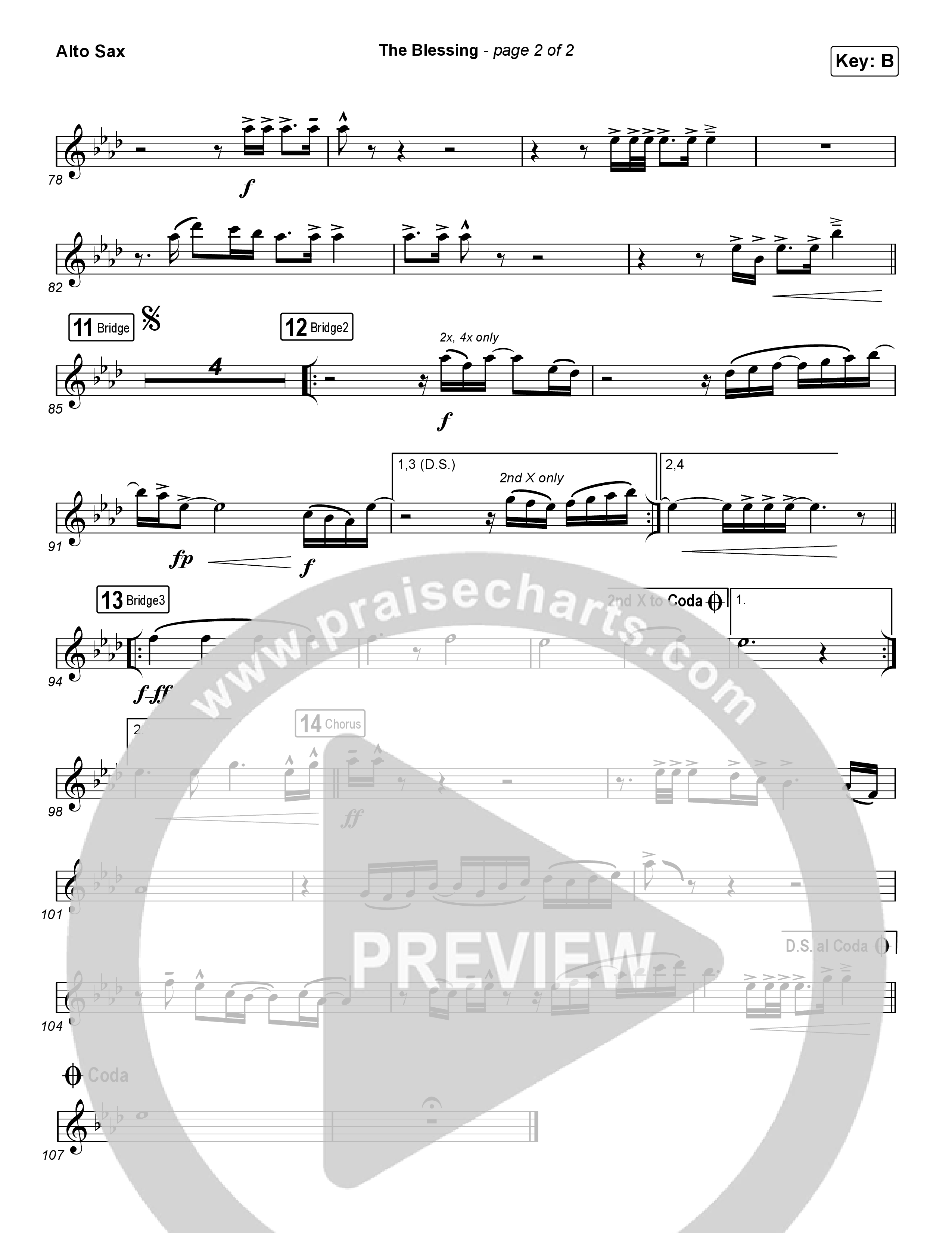 The Blessing (Choral Anthem SATB) Alto Sax (Cody Carnes / Kari Jobe / Elevation Worship / Arr. Luke Gambill)