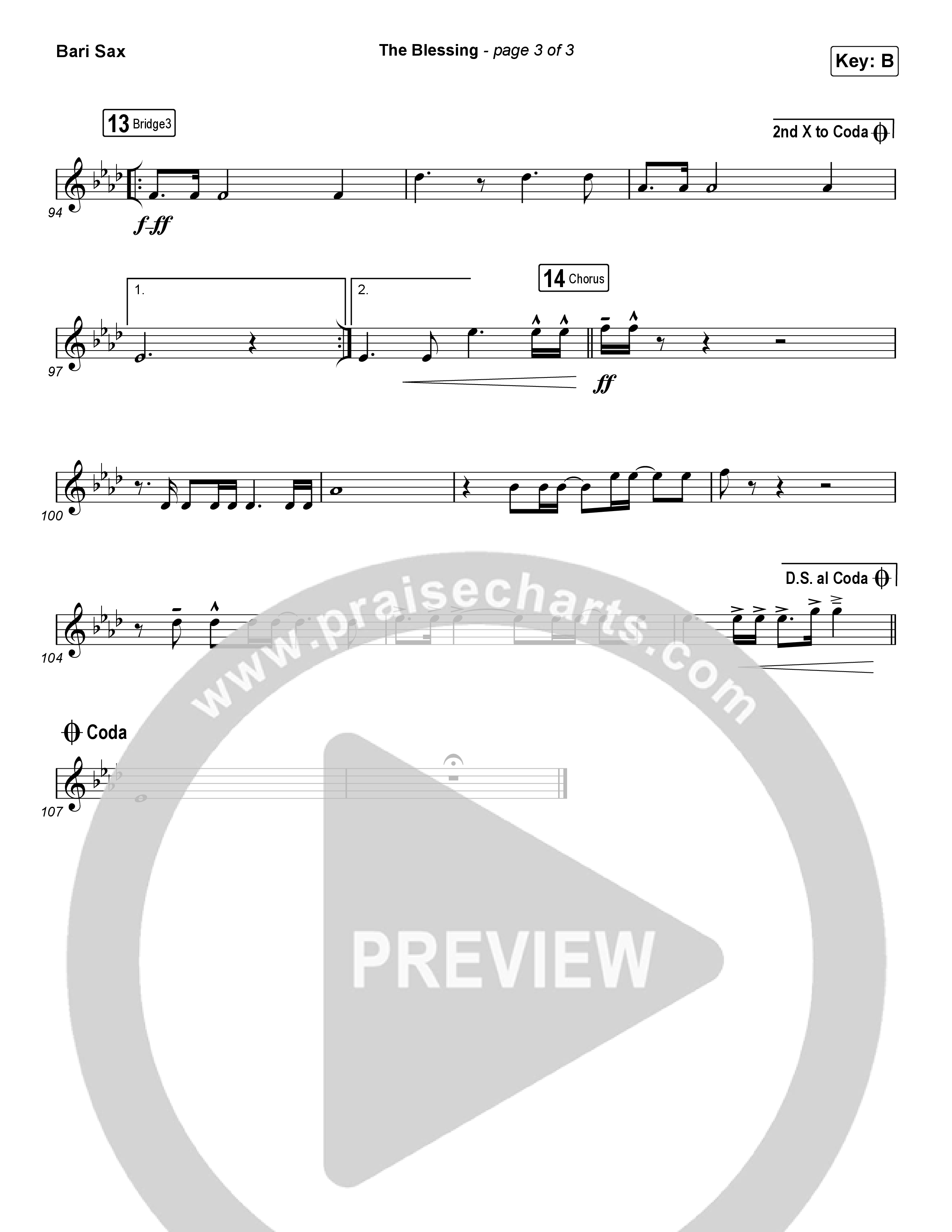 The Blessing (Choral Anthem SATB) Bari Sax (Cody Carnes / Kari Jobe / Elevation Worship / Arr. Luke Gambill)