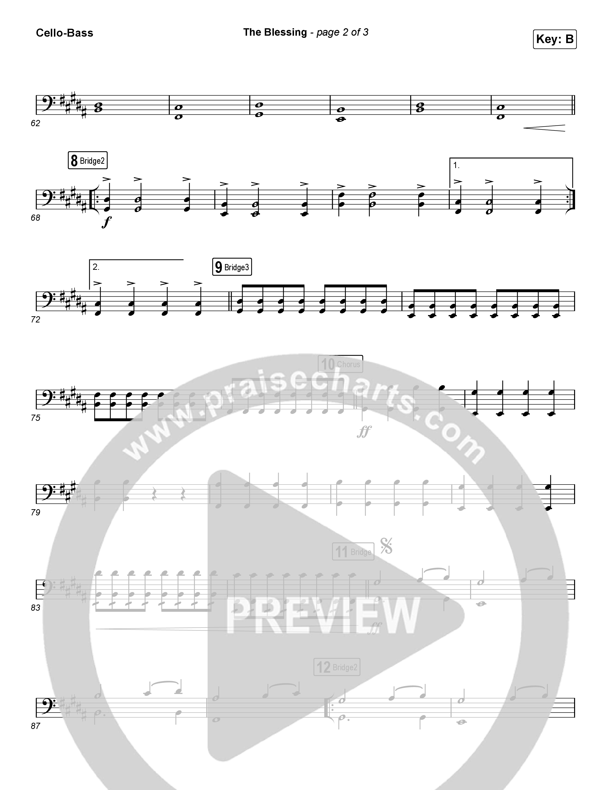 The Blessing (Choral Anthem SATB) Cello/Bass (Cody Carnes / Kari Jobe / Elevation Worship / Arr. Luke Gambill)