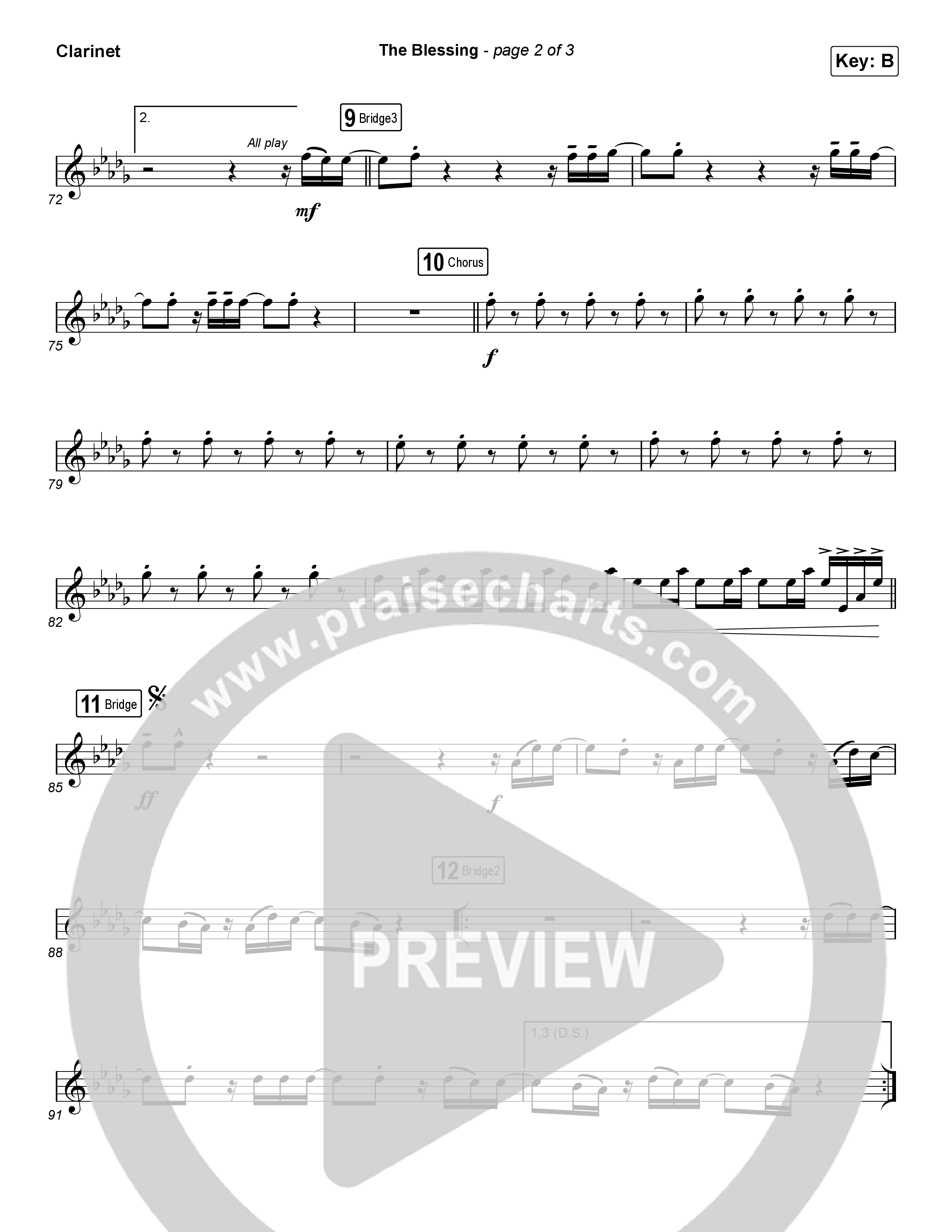 The Blessing (Choral Anthem SATB) Clarinet (Cody Carnes / Kari Jobe / Elevation Worship / Arr. Luke Gambill)