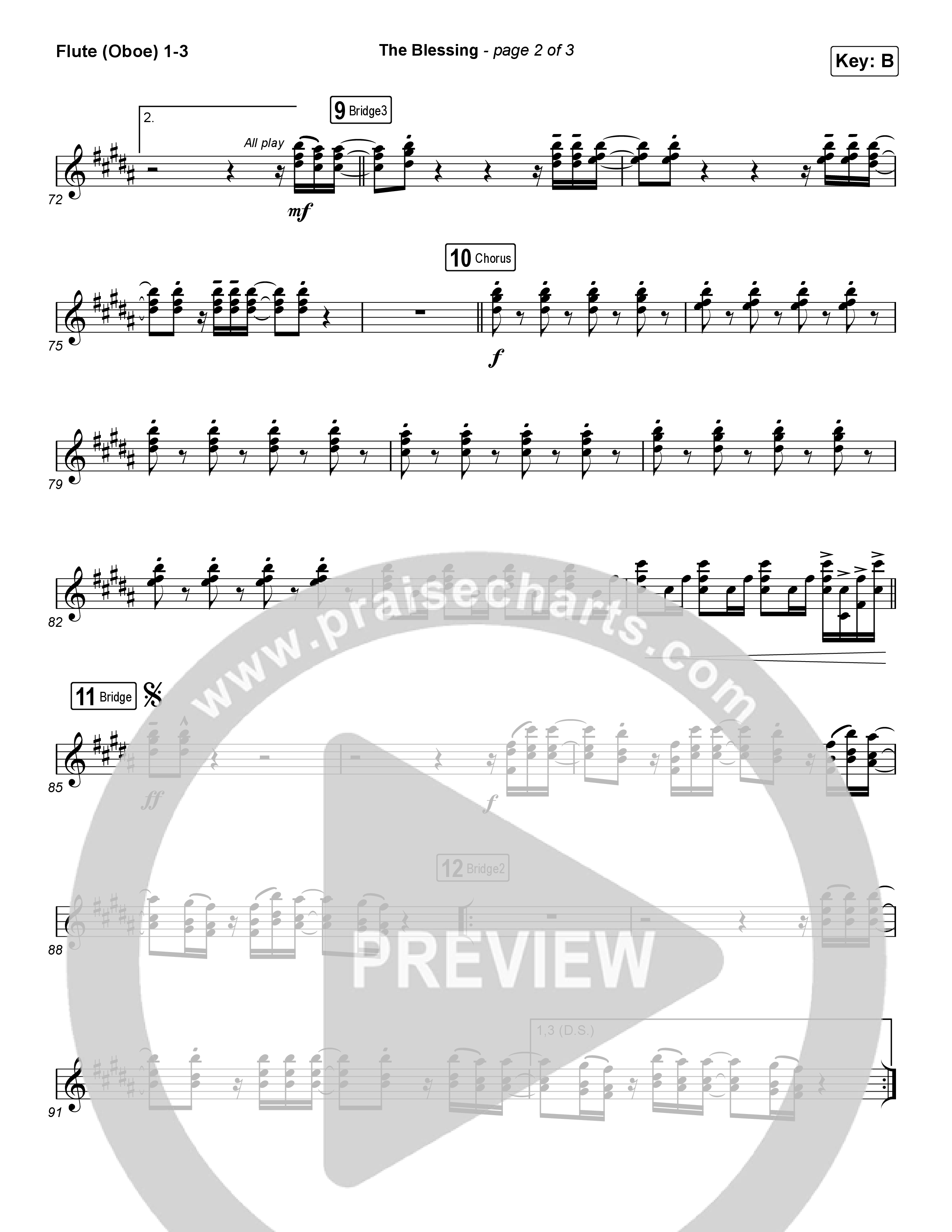 The Blessing (Choral Anthem SATB) Flute/Oboe 1/2/3 (Cody Carnes / Kari Jobe / Elevation Worship / Arr. Luke Gambill)