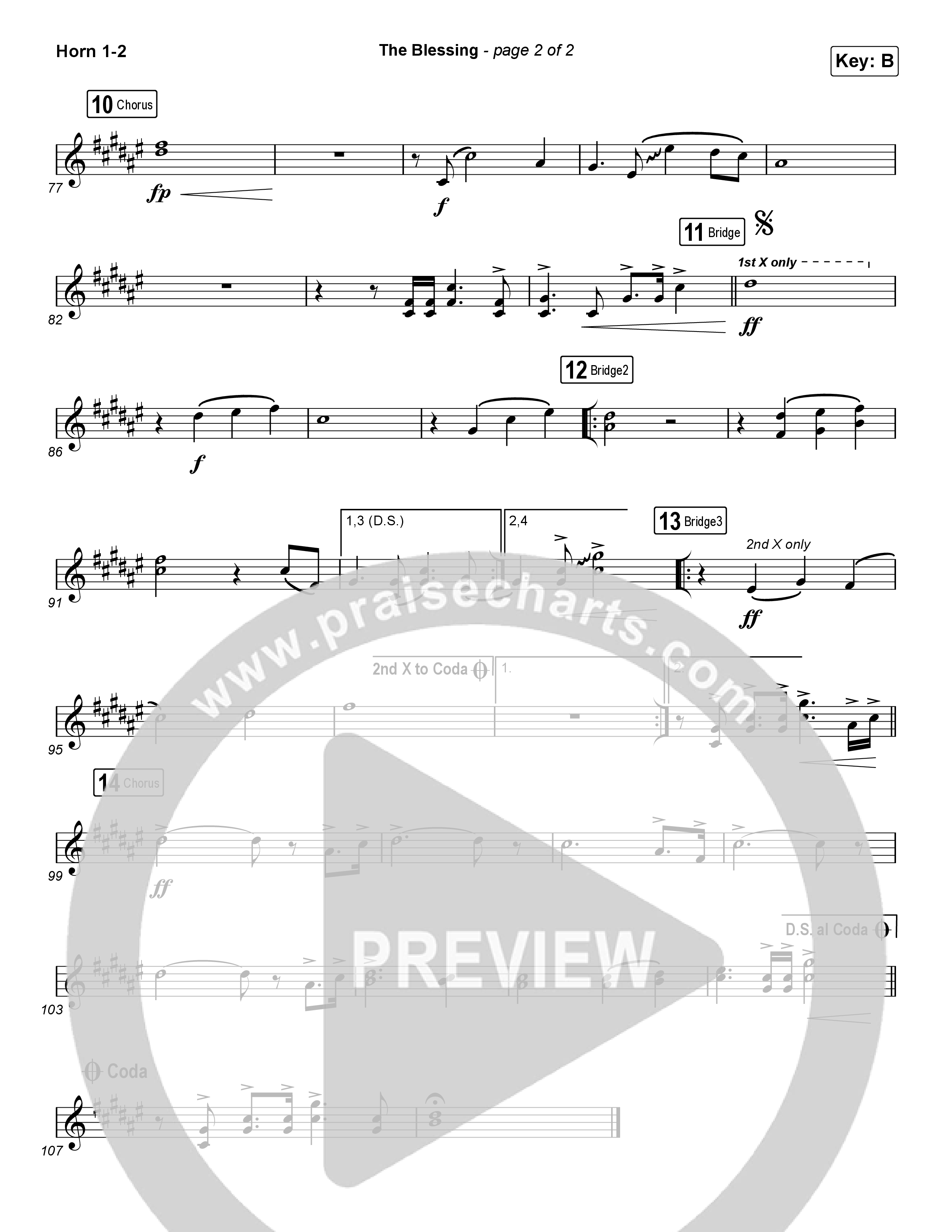 The Blessing (Choral Anthem SATB) French Horn 1/2 (Cody Carnes / Kari Jobe / Elevation Worship / Arr. Luke Gambill)