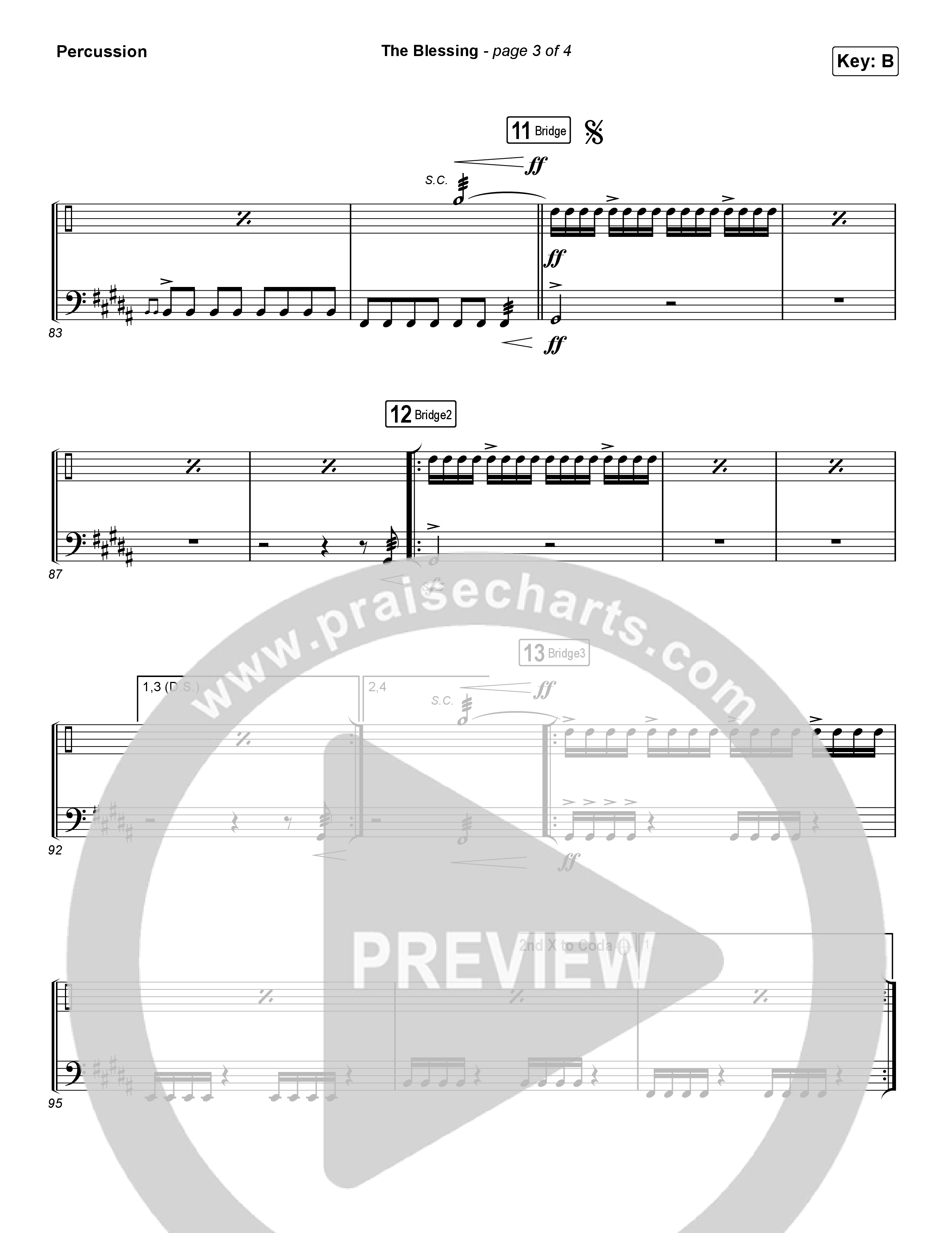 The Blessing (Choral Anthem SATB) Percussion (Cody Carnes / Kari Jobe / Elevation Worship / Arr. Luke Gambill)