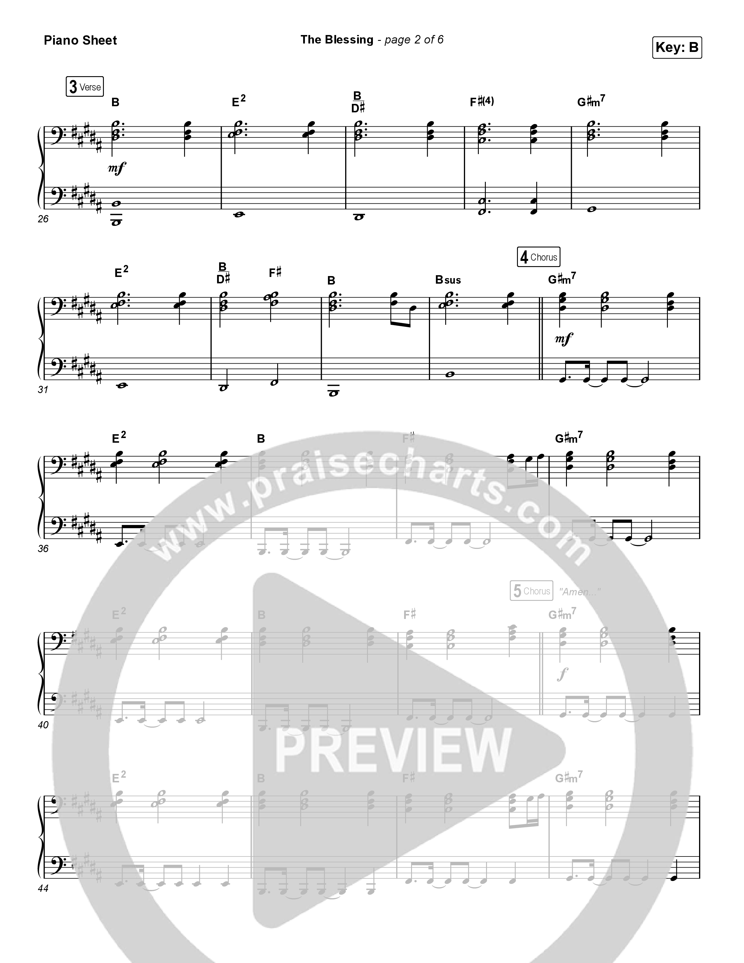 The Blessing (Choral Anthem SATB) Piano Sheet (Cody Carnes / Kari Jobe / Elevation Worship / Arr. Luke Gambill)