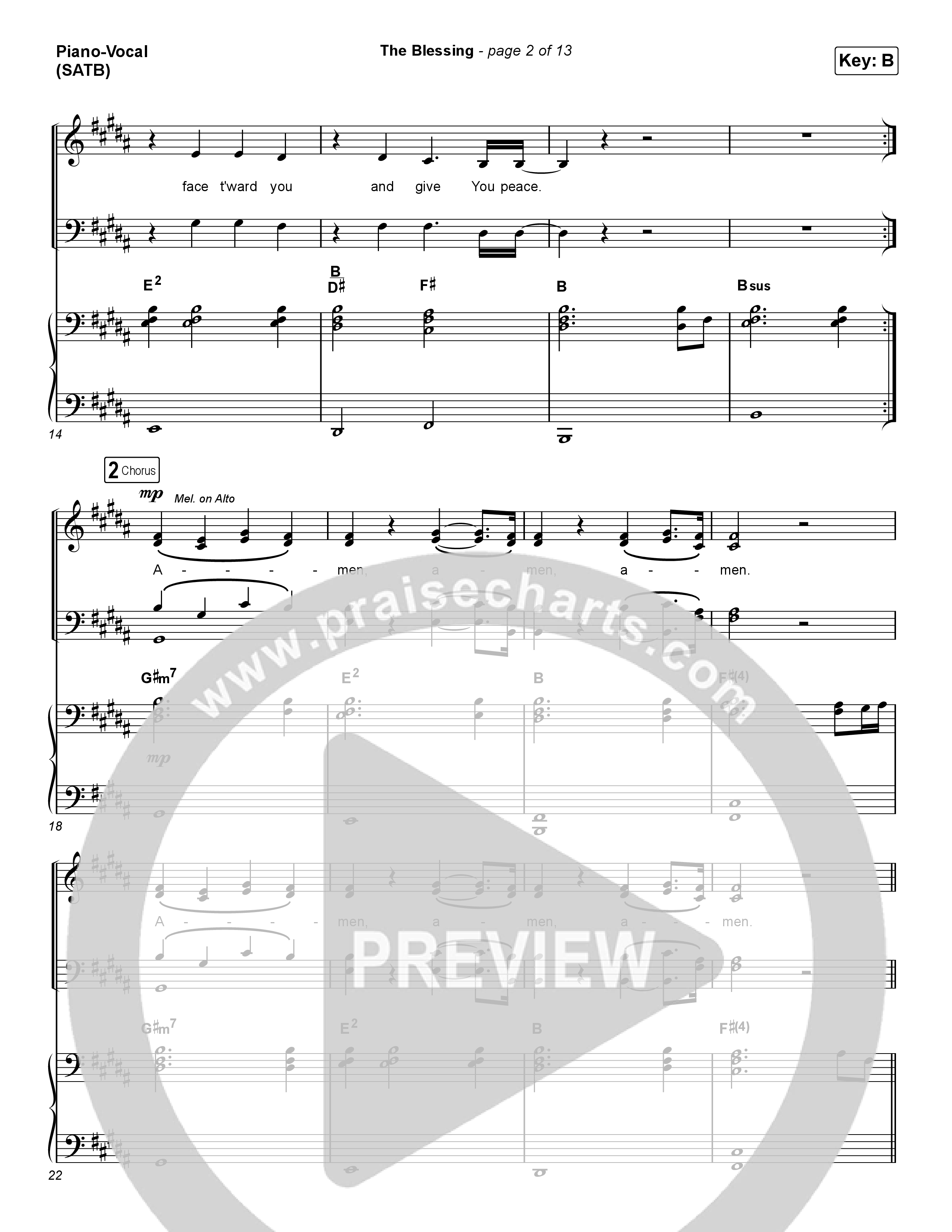 The Blessing (Choral Anthem SATB) Piano/Vocal (SATB) (Cody Carnes / Kari Jobe / Elevation Worship / Arr. Luke Gambill)