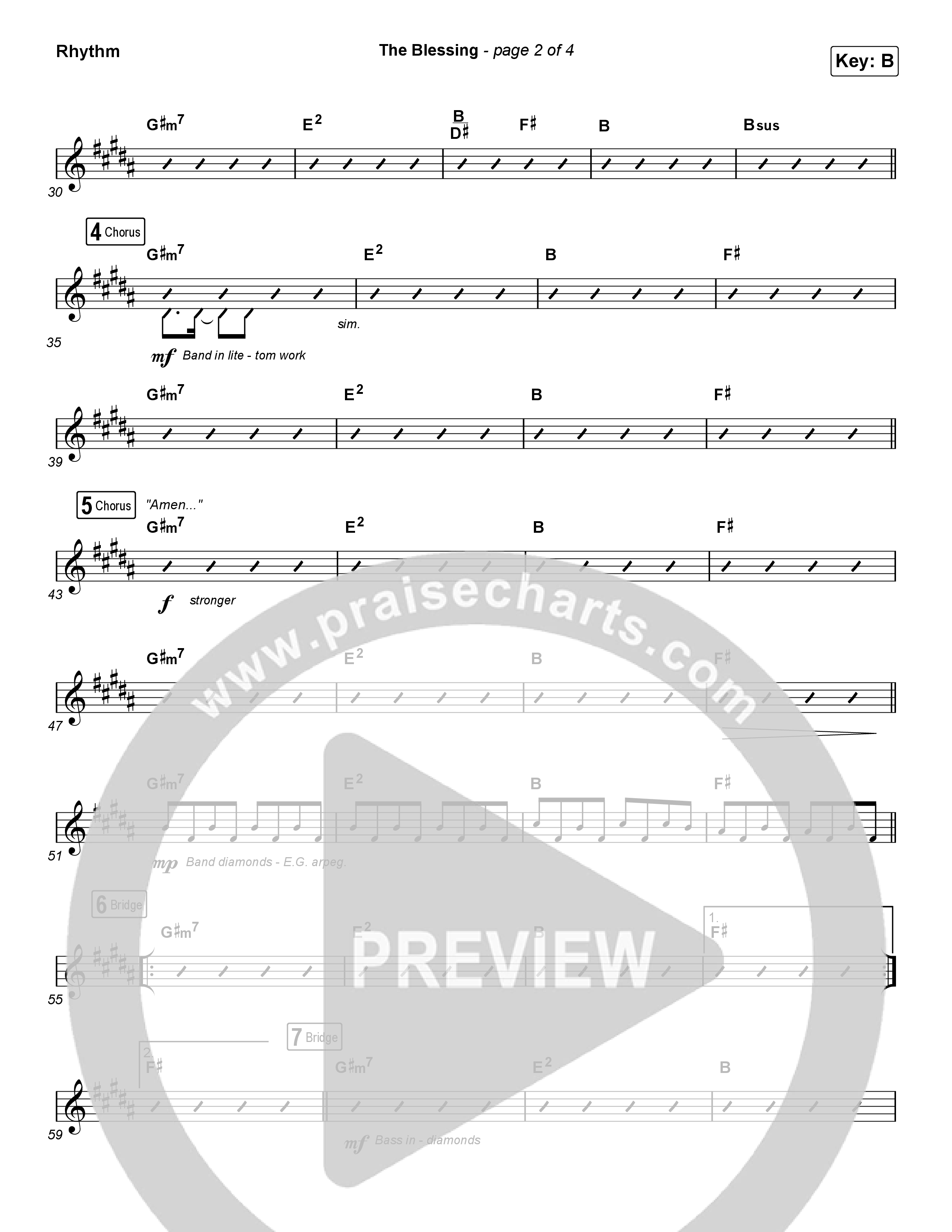 The Blessing (Choral Anthem SATB) Rhythm Chart (Cody Carnes / Kari Jobe / Elevation Worship / Arr. Luke Gambill)