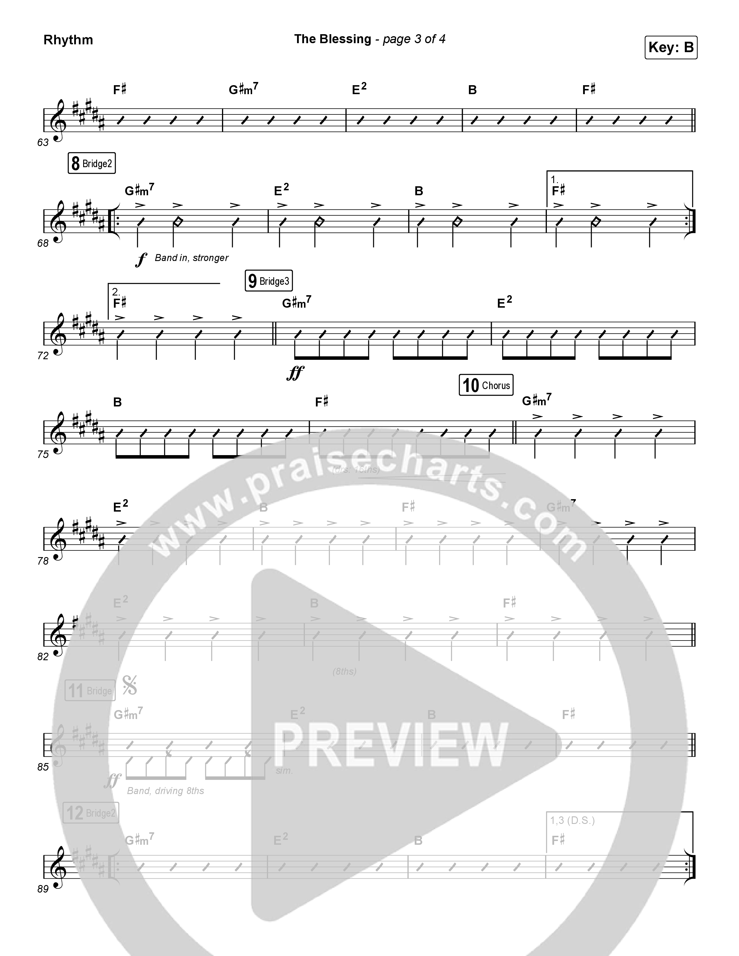 The Blessing (Choral Anthem SATB) Rhythm Chart (Cody Carnes / Kari Jobe / Elevation Worship / Arr. Luke Gambill)