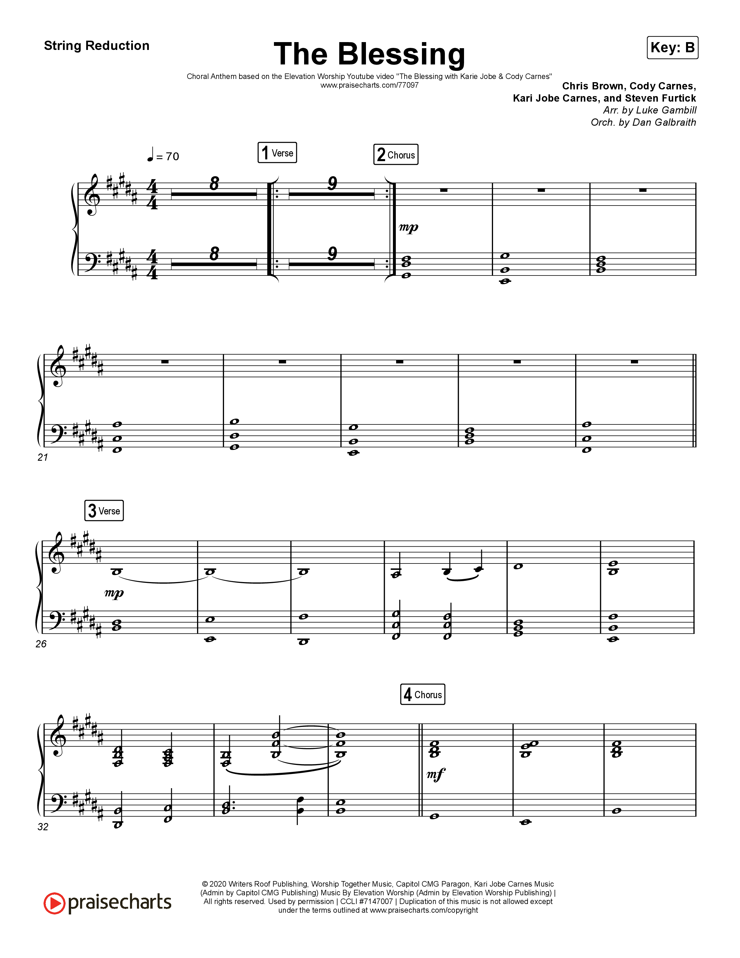 The Blessing (Choral Anthem SATB) String Pack (Cody Carnes / Kari Jobe / Elevation Worship / Arr. Luke Gambill)